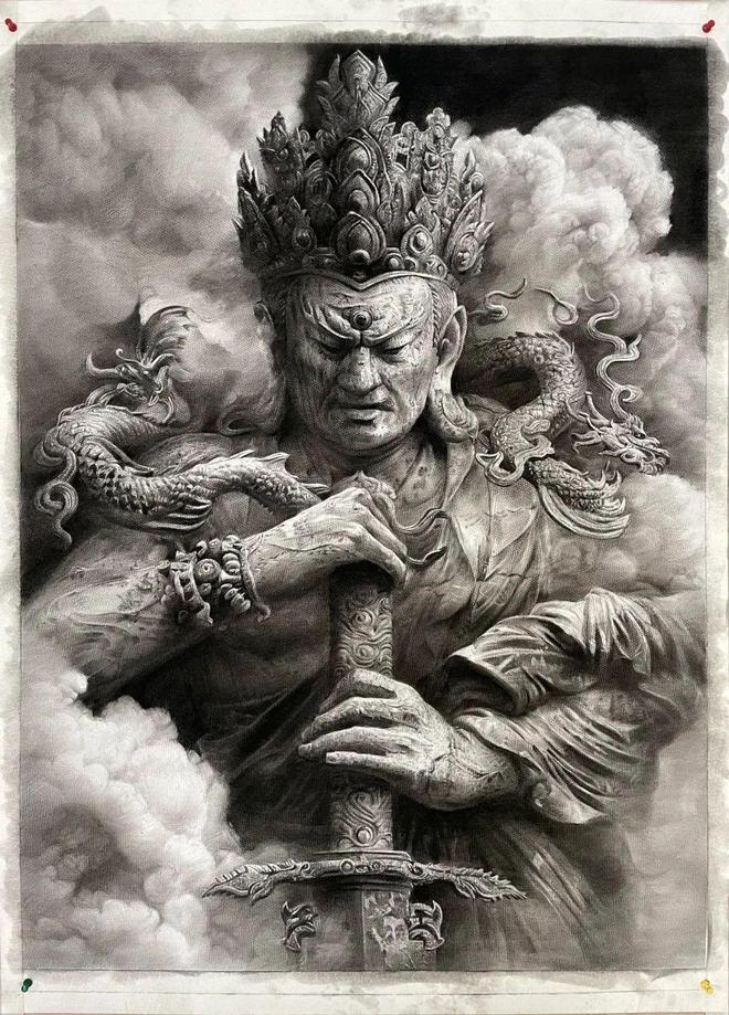 全开四大天王中长期纹身素描(图4)