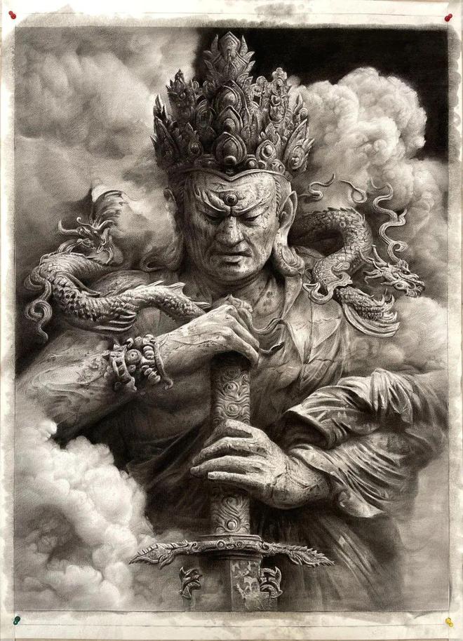 全开四大天王中长期纹身素描(图6)